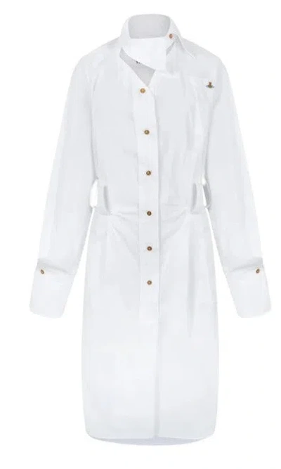 Vivienne Westwood Drunken Shirt Dress Compact Poplin White 48 Women