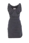 Vivienne Westwood Mini Dress With Draped Neckline And Ruched Detail In Gray