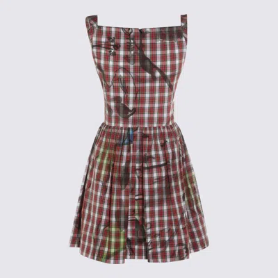 Vivienne Westwood Knee Length Dress Asymmetric Hem Plaid In Brown
