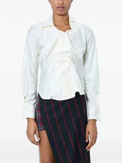 Vivienne Westwood Drunken Asymmetrical Ruched Shirt In White