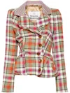 Vivienne Westwood Drunken Tailored Checked Wool Jacket In Multicolour