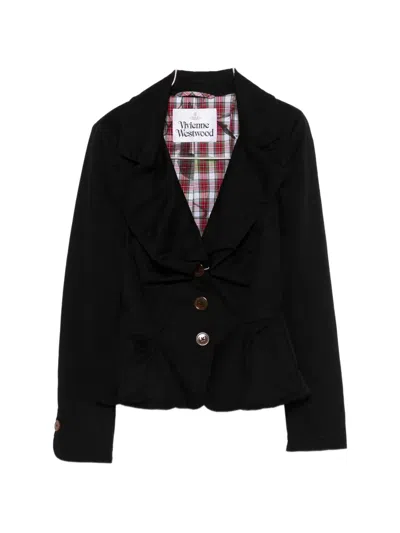 Vivienne Westwood Blazer Peplum Hem Long Sleeves Notched Lapels In Brown