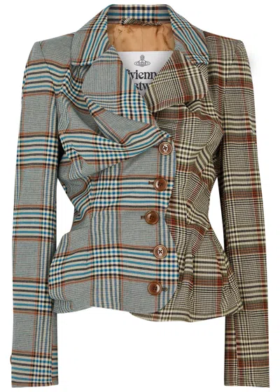 Vivienne Westwood Drunken Checked Woven Jacket In Multi