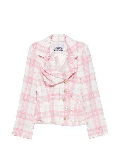 Vivienne Westwood Drunken Check-pattern Jacket In Pink