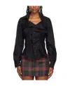 Vivienne Westwood Gathered Cotton Poplin Shirt In Black