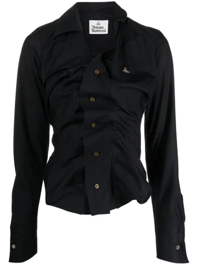 Vivienne Westwood Drunken Cotton Shirt In Black