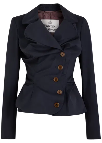 Vivienne Westwood Drunken Draped Wool Blazer In Navy