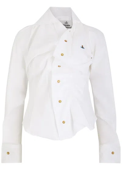 Vivienne Westwood Drunken Gathered Cotton Shirt In White