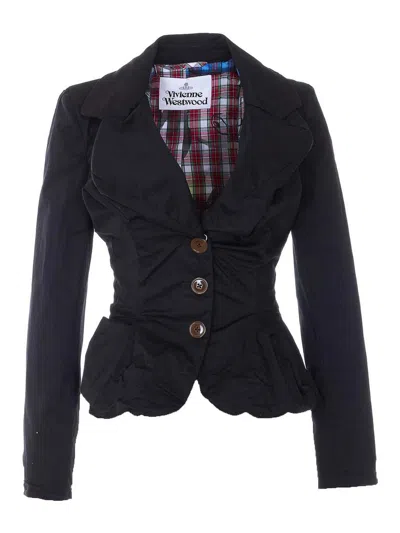 Vivienne Westwood Tailored Black Jacket With Notched Lapel And Flared Hem