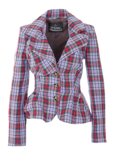 Vivienne Westwood Plaid Jacket Fitted Silhouette Button Detailing In Multi