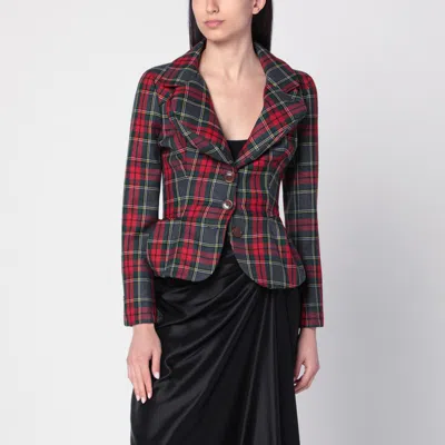 Vivienne Westwood Drunken Jacket With Tartan Wool Pattern In Gray