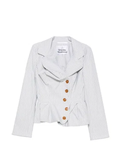 Vivienne Westwood Drunken Pinstriped Jacket In Gray