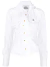 Vivienne Westwood Distorted Silhouette White Cotton Shirt With Asymmetrical Hem In White