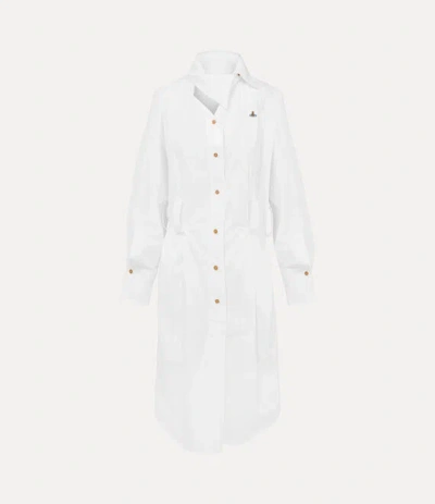 Vivienne Westwood Drunken Shirt Dress Compact Poplin White 48 Women