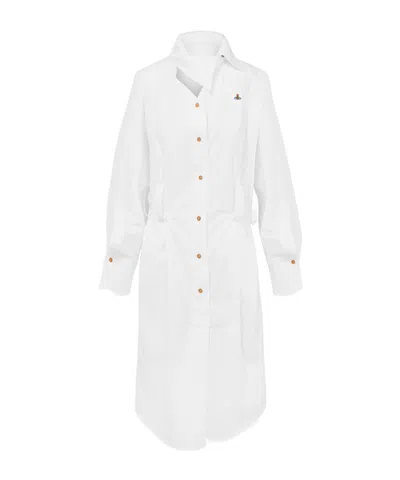 Vivienne Westwood Drunken Shirt Dress Compact Poplin White 48 Women
