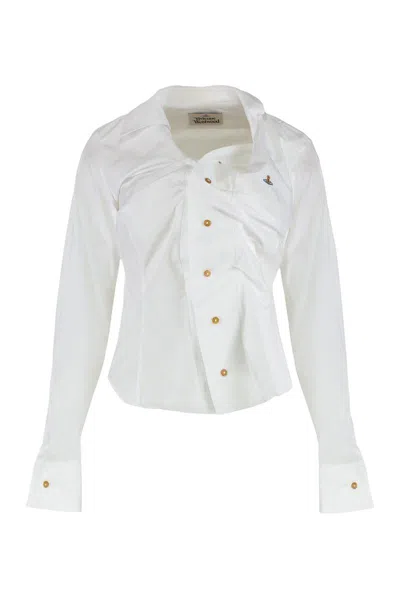 Vivienne Westwood Drunken Shirt In Cotton In White