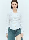 Vivienne Westwood Distorted Silhouette White Cotton Shirt With Asymmetrical Hem In White