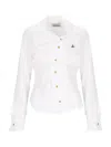 Vivienne Westwood Distorted Silhouette White Cotton Shirt With Asymmetrical Hem In White