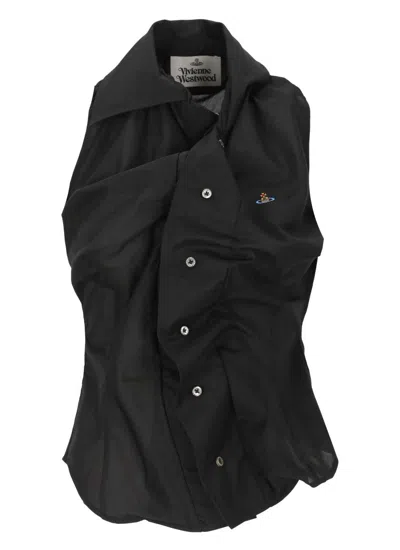 Vivienne Westwood Sleeveless Collared Shirt Button Detailing In Gray