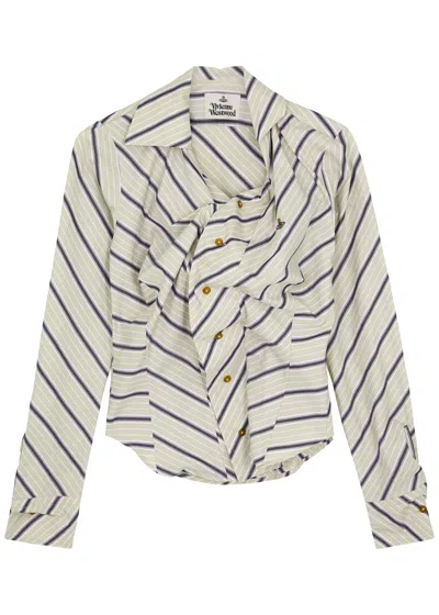 Vivienne Westwood Drunken Striped Cotton-poplin Shirt In Gray