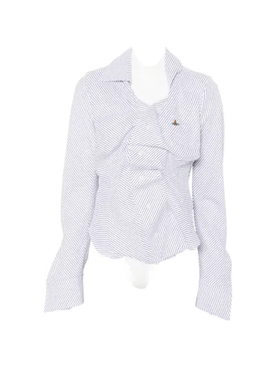 Vivienne Westwood Drunken Striped Layered Shirt In White