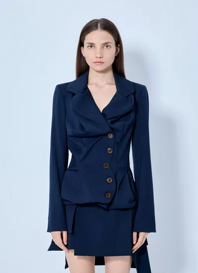 Vivienne Westwood Drunken Tailored Jacket Wool Navy Blue 42 Women