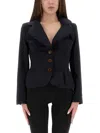 Vivienne Westwood Navy Blue Drunken Jacket In Wool Women In Blue
