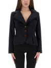 Vivienne Westwood Navy Blue Drunken Jacket In Wool Women In Black