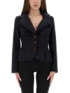 Vivienne Westwood Navy Blue Drunken Jacket In Wool Women In Black