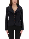 Vivienne Westwood Navy Blue Drunken Jacket In Wool Women In Blue