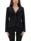 Vivienne Westwood Navy Blue Drunken Jacket In Wool Women In Blue