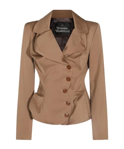 Vivienne Westwood Drunken Tailored Asymmetric Draped Blazer In Brown