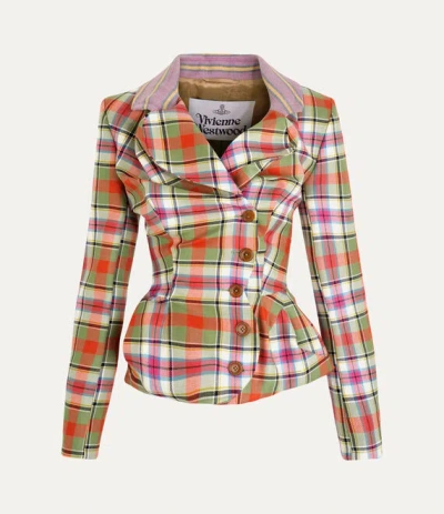 Vivienne Westwood Drunken Tailored Checked Wool Jacket In Multi
