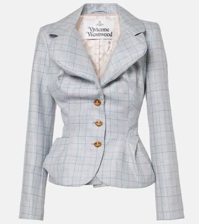VIVIENNE WESTWOOD DRUNKEN TARTAN WOOL AND LINEN BLAZER