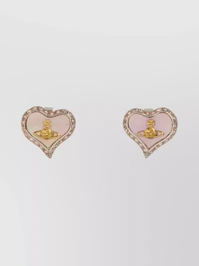 Vivienne Westwood Earrings Heart-shaped Embellished Border