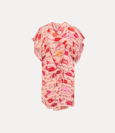Vivienne Westwood Edie Dress Printed Raso Twill Kisses 46 Women In Multi
