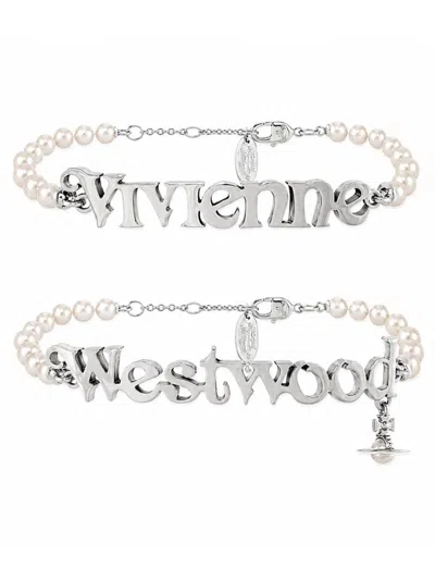 Vivienne Westwood Elegant Brass Mini Bracelet In Silver