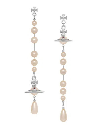 Vivienne Westwood Elegant Brass Mini Earrings In Silver