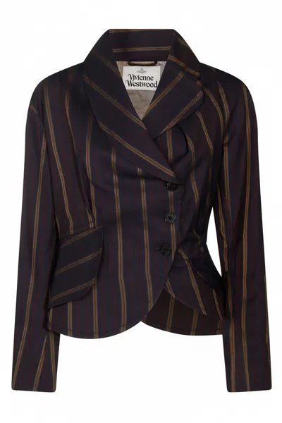 Vivienne Westwood Elegant Striped Lightweight Jacket In Brown