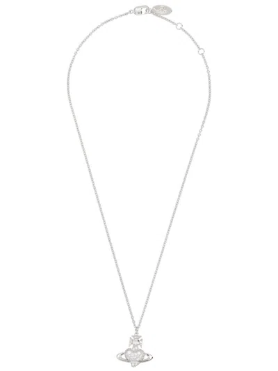 Vivienne Westwood Elegantly Crafted Brass Necklace With Distinctive Design In Silver