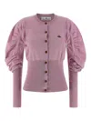 Vivienne Westwood Soft Knit Cardigan Featuring Puff Sleeves In Nude
