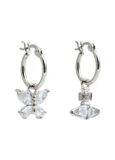 Vivienne Westwood Elianne Butterfly And Orb Hoop Earrings In Metallic