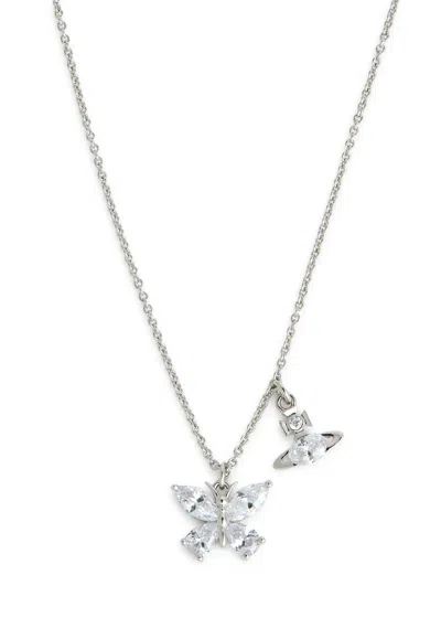 Vivienne Westwood Elianne Butterfly And Orb Necklace In Metallic