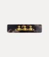 Vivienne Westwood Elizaveta Barrette In Gold-dark-brown-havana-acetate