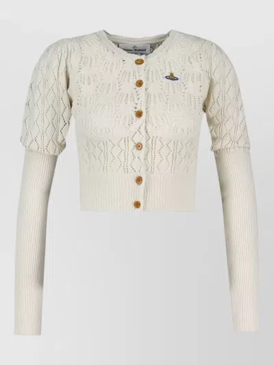 Vivienne Westwood Ella Cardigan Cotton Knit Long Sleeves In White