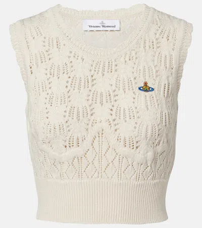 Vivienne Westwood Mens Cream Ella Sleeveless Knitted Cotton Top In Multi