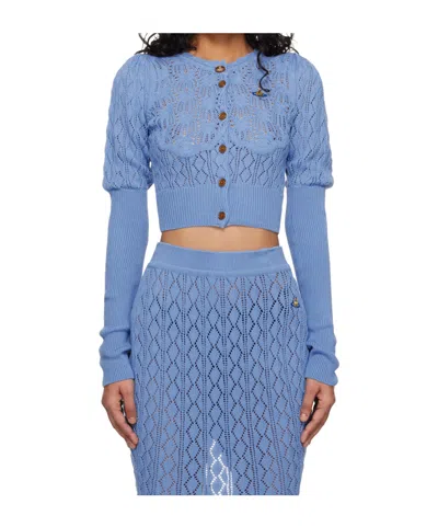 Vivienne Westwood Ella Long-sleeved Knit Cardigan In Blue