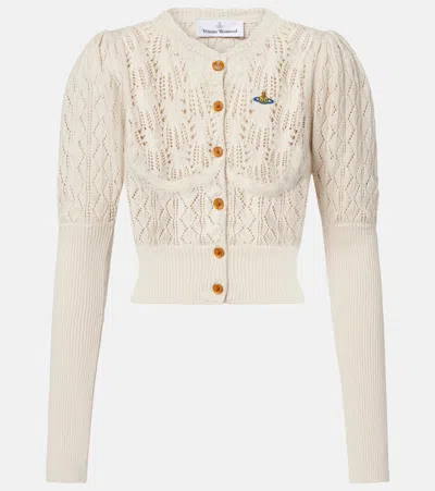 Vivienne Westwood Embroidered-logo Crop-length Cardigan In White