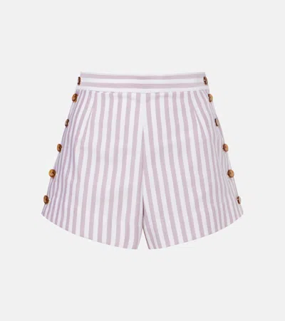 Vivienne Westwood Elle细条纹棉质短裤 In Burgundy