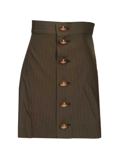 Vivienne Westwood Elle Button Pinstripe Shorts In Green